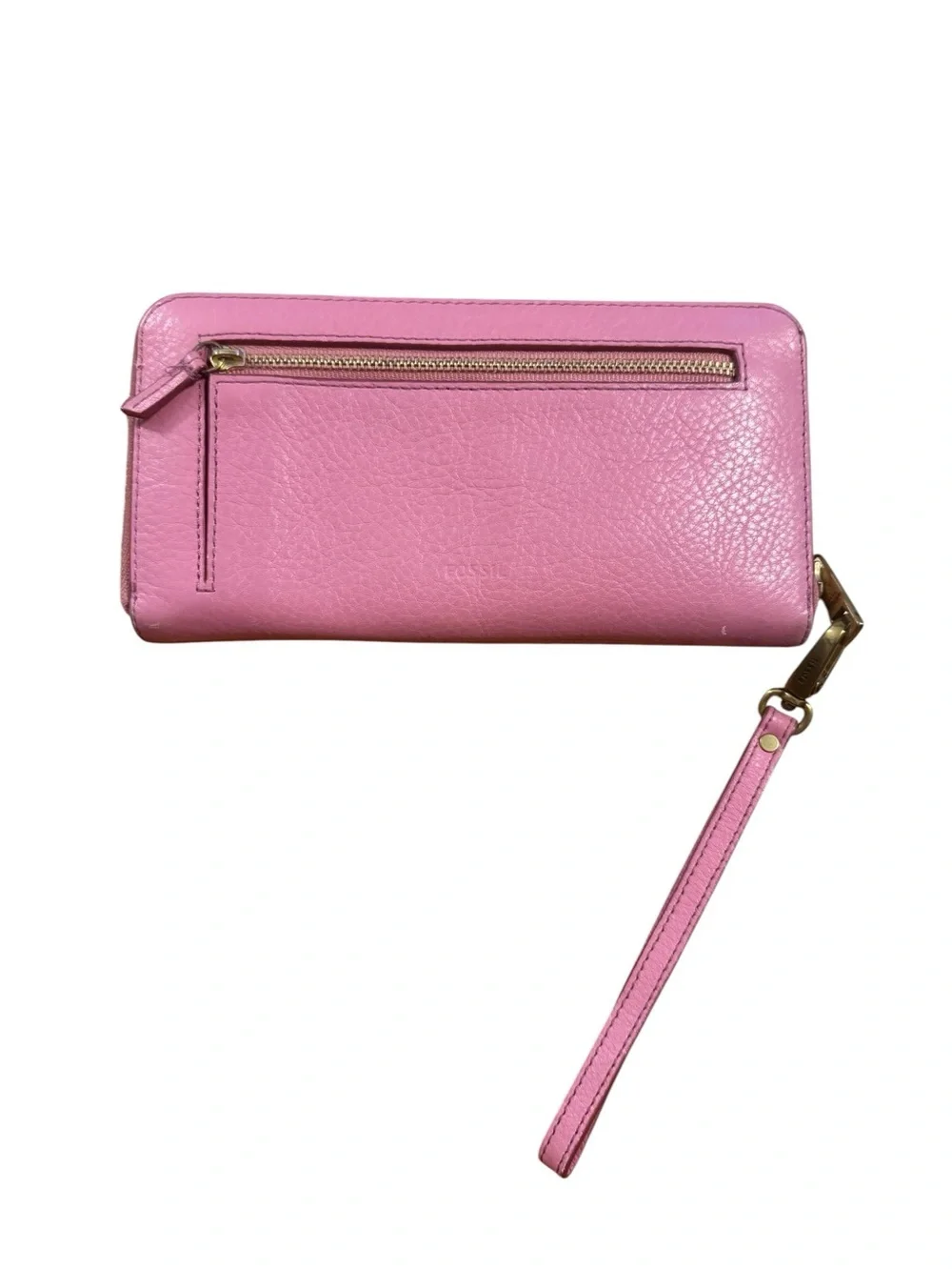 Fossil Perforated Pink Wristlet Clutch with Charm Accents